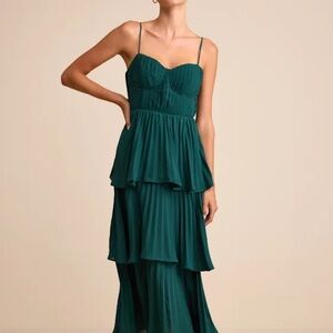 Lulus- bustier corset tiered ruffle formal dress